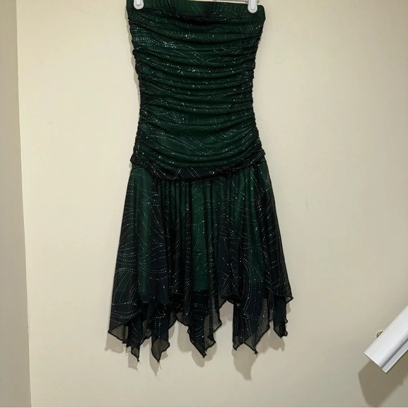 Women’s Jessica Y2K Green Black Sparkle Mesh Tube Top Party Formal Dress Size: 6 - Picture 3 of 15